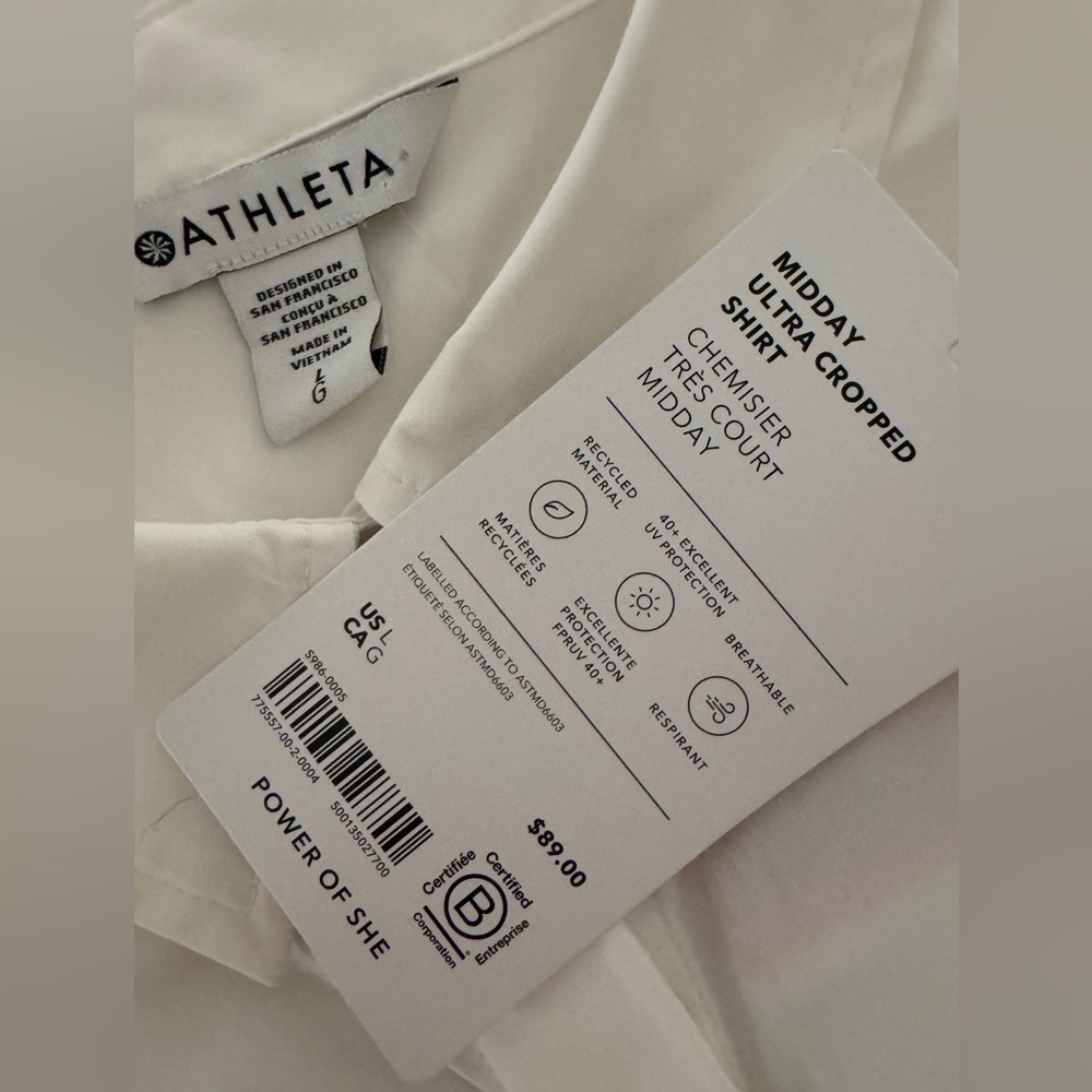 NWT ATHLETA Midday Ultra Cropped Poplin Shirt Jacket - Size Large - Picture 4 of 4